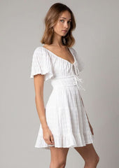 Ophelia White Butterfly Sleeve Mini Dress