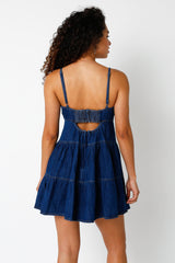 Promenade Denim Tiered Mini Dress