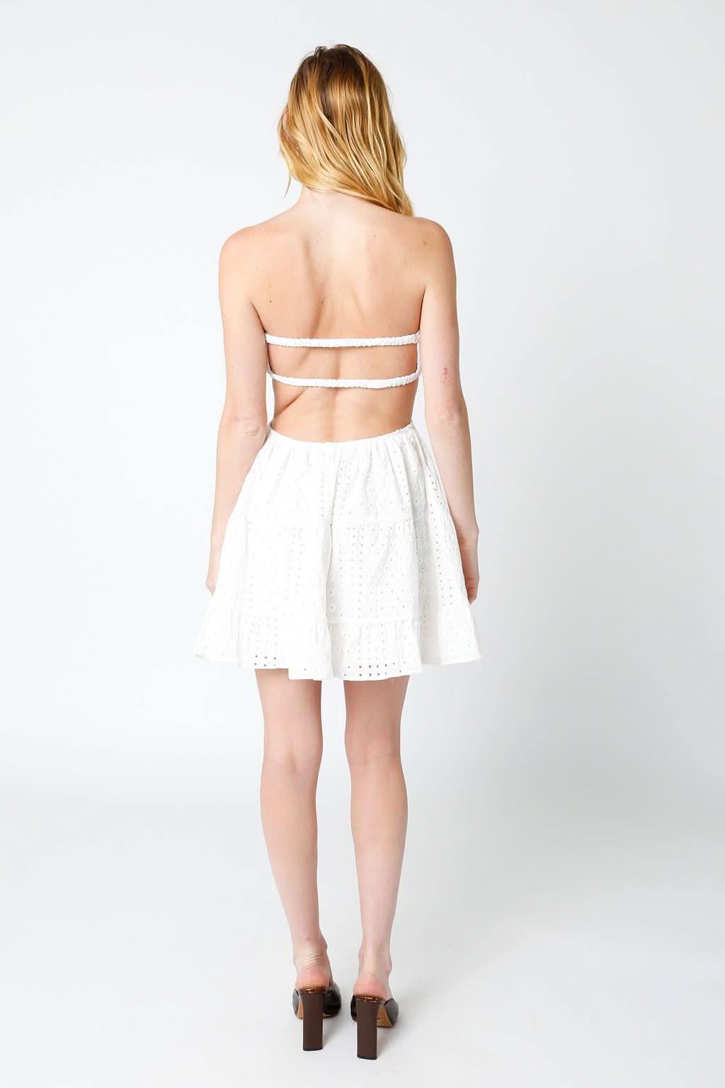Lasting Impression White Eyelet Strapless Mini Dress