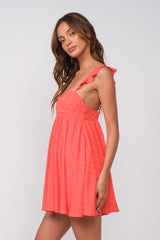 Olympia Tomato Red Babydoll Mini Dress