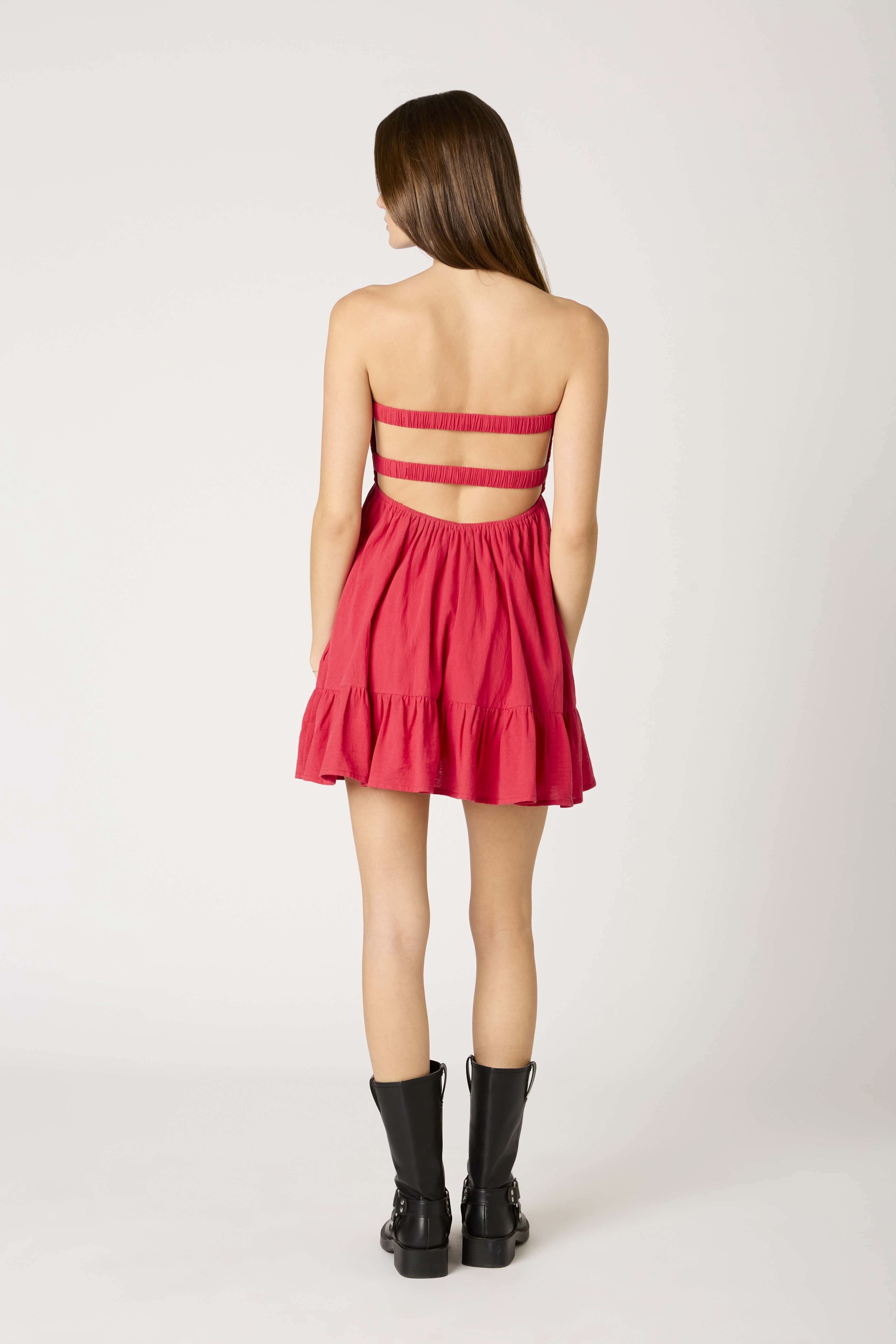 Argie Cherry Red Strapless Romper