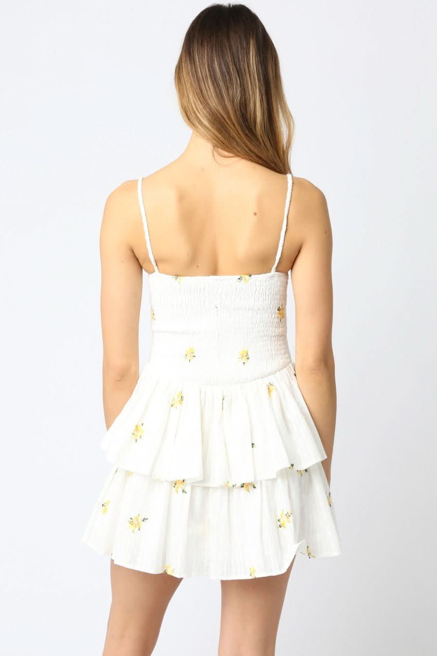 Lula White and Yellow Floral Mini Dress