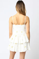 Lula White and Yellow Floral Mini Dress