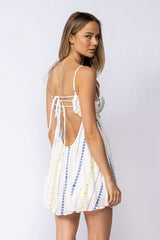 Drew White Embroidered Babydoll Cami Mini Dress