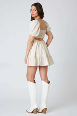 Lia Linen Puff Sleeve Romper