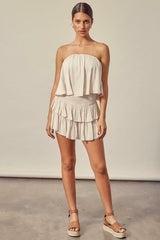 Monaco Ivory Strapless Romper