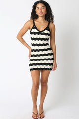 Kaya Black and White Crochet Mini Dress