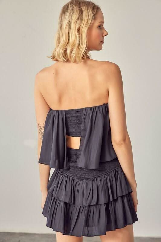 Monaco Vintage Black Strapless Romper