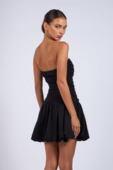 Marcuss Black Bubble Hem Tube Mini Dress