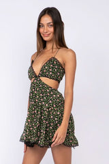 Garden Muse Moody Rose Print Halter Dress