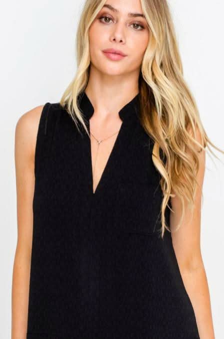 Emma Black Sleeveless Shift Dress