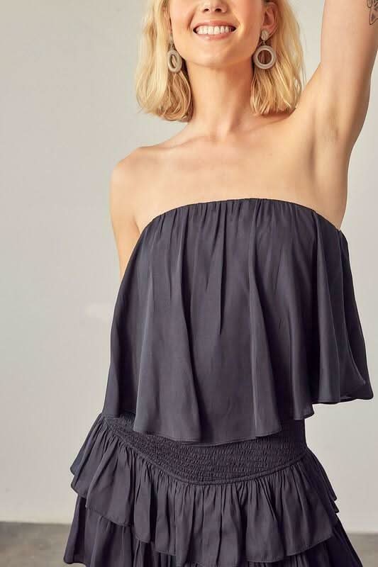 Monaco Vintage Black Strapless Romper