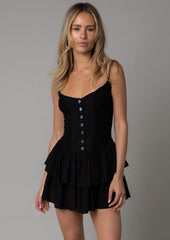 Liliana Black Ruffle Mini Dress