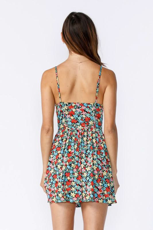 Dalia Blue and Red Floral Print Cami Dress