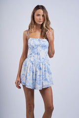 Dolly White and Blue Flower Mini Dress