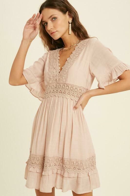 Heart Of Soul Blush Short Sleeve Mini Dress