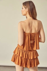 Monaco Caramel Strapless Romper