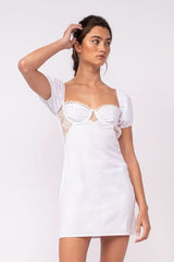 Delilah White Puff Sleeve Bustier Dress
