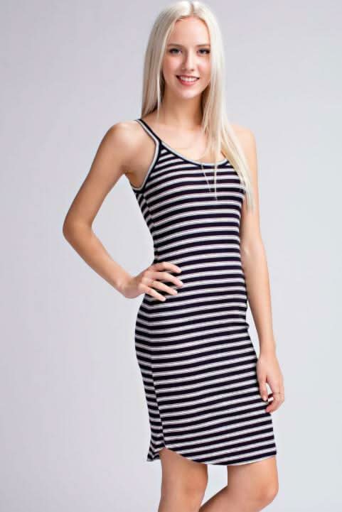 Monaco Navy and White Striped Tank Dress