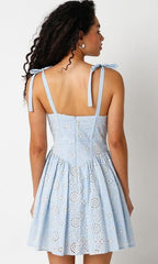 Chateau Blue Eyelet Lace Bustier Dress