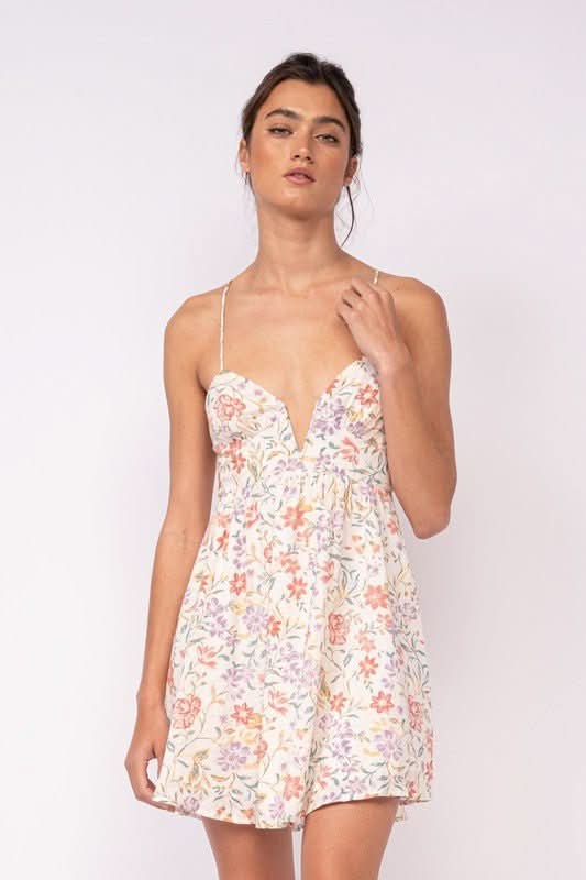 Lucia White Floral Corset Cami Dress