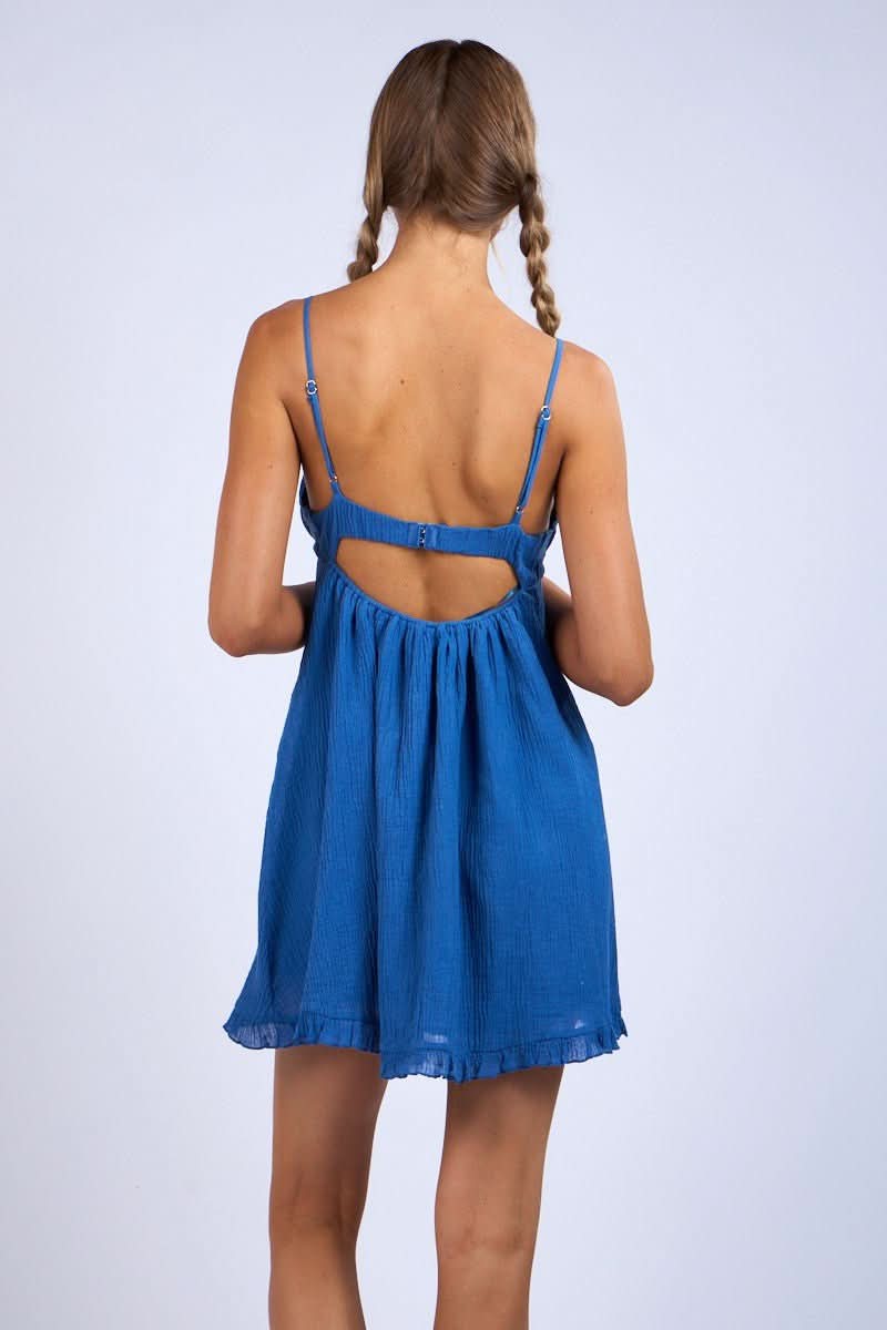 Corfu Paradise Blue Babydoll Mini Dress