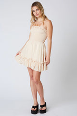 Eileen Ecru Strapless Mini Dress