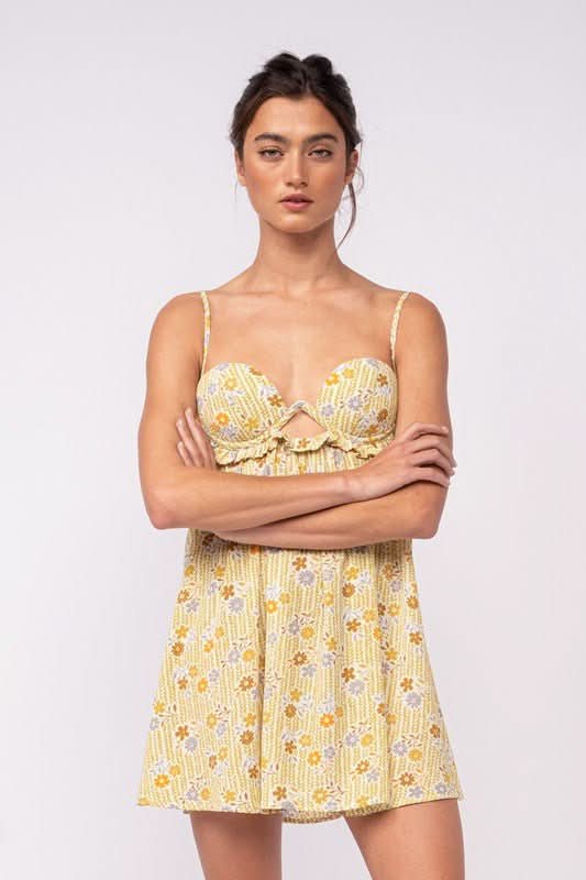 Drew Olive Floral Babydoll Cami Mini Dress
