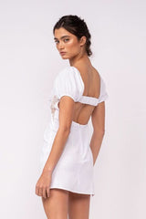 Delilah White Puff Sleeve Bustier Dress