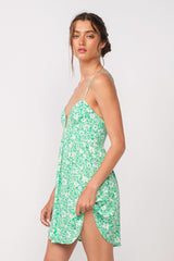 Lucia Aqua Green Floral Corset Cami Dress