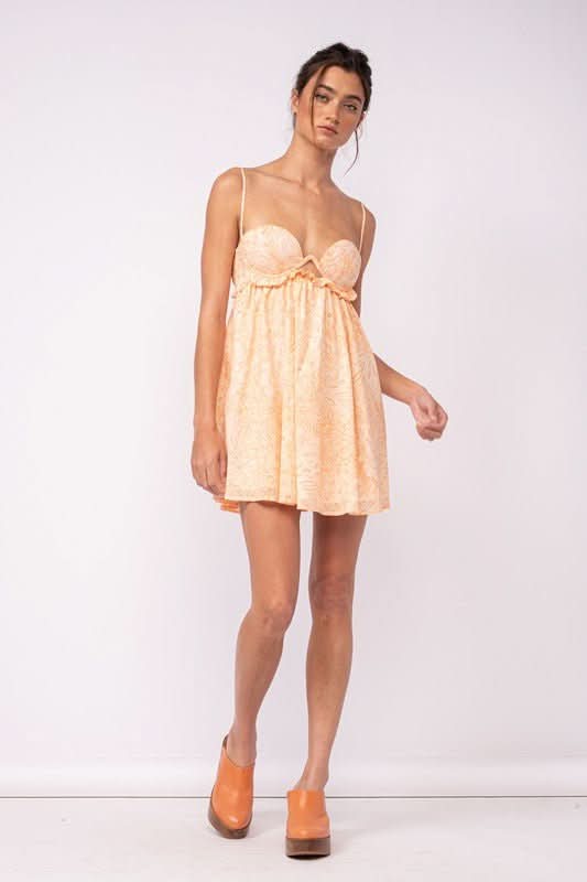 Drew Orange Floral Babydoll Cami Mini Dress