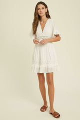 Heart Of Soul Ivory Short Sleeve Mini Dress