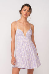 Lucia Purple Floral Corset Cami Dress