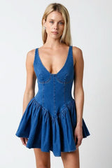 Dallas Denim Ballet Mini Dress