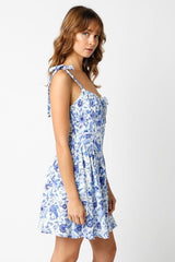 Chateau Dark Blue Floral Bustier Dress