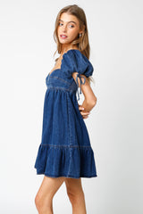 Jessie Dark Denim Babydoll Mini Dress