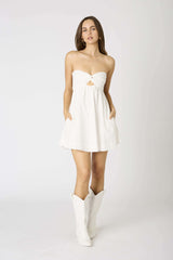 Erika White Eyelet Strapless Mini Dress