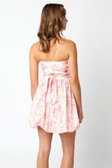 Pippa Blush Pink Floral Strapless Bubble Dress