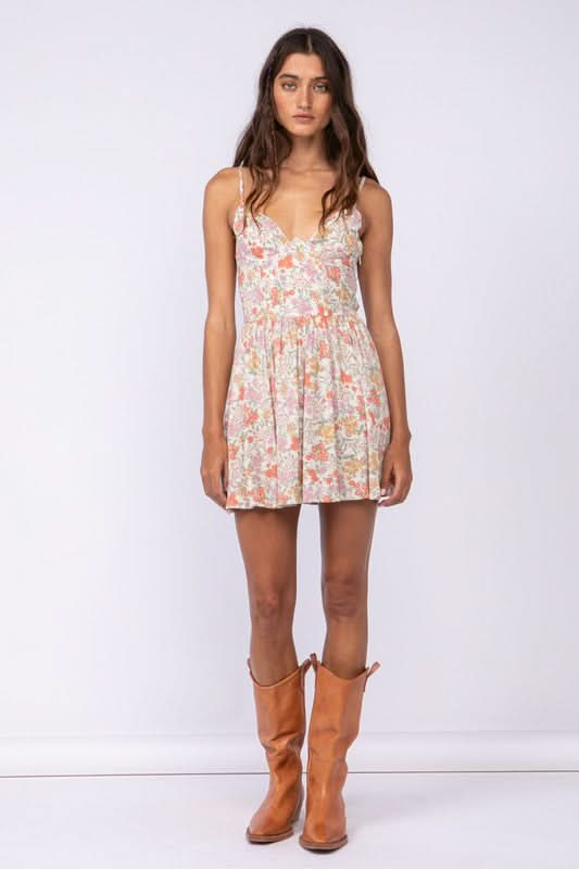Dalia Cream Elfin Garden Print Cami Dress