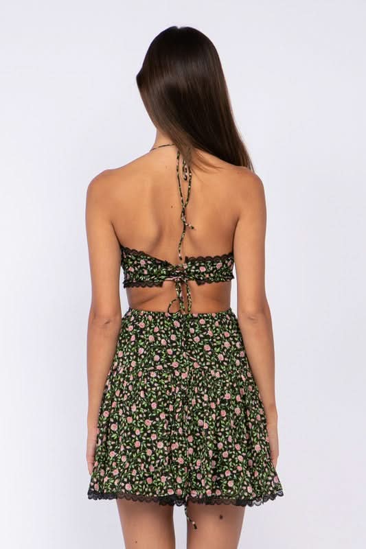 Garden Muse Moody Rose Print Halter Dress