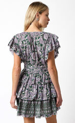 Jodie Green Floral Tiered Ruffle Mini Dress