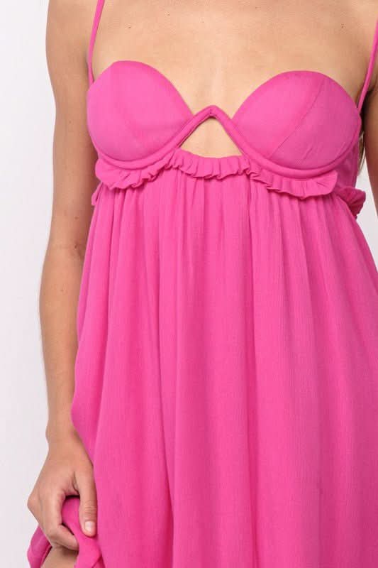Drew Fuchsia Pink Babydoll Cami Mini Dress