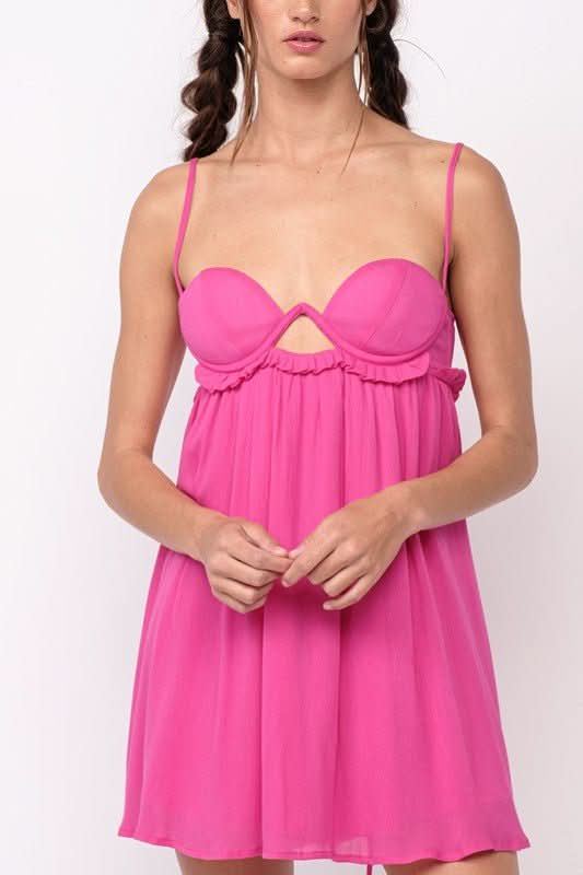 Drew Fuchsia Pink Babydoll Cami Mini Dress