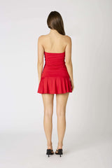 Gabbie Red Strapless Ruched Mini Dress