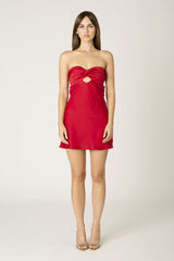 Gia Red Satin Strapless Mini Dress