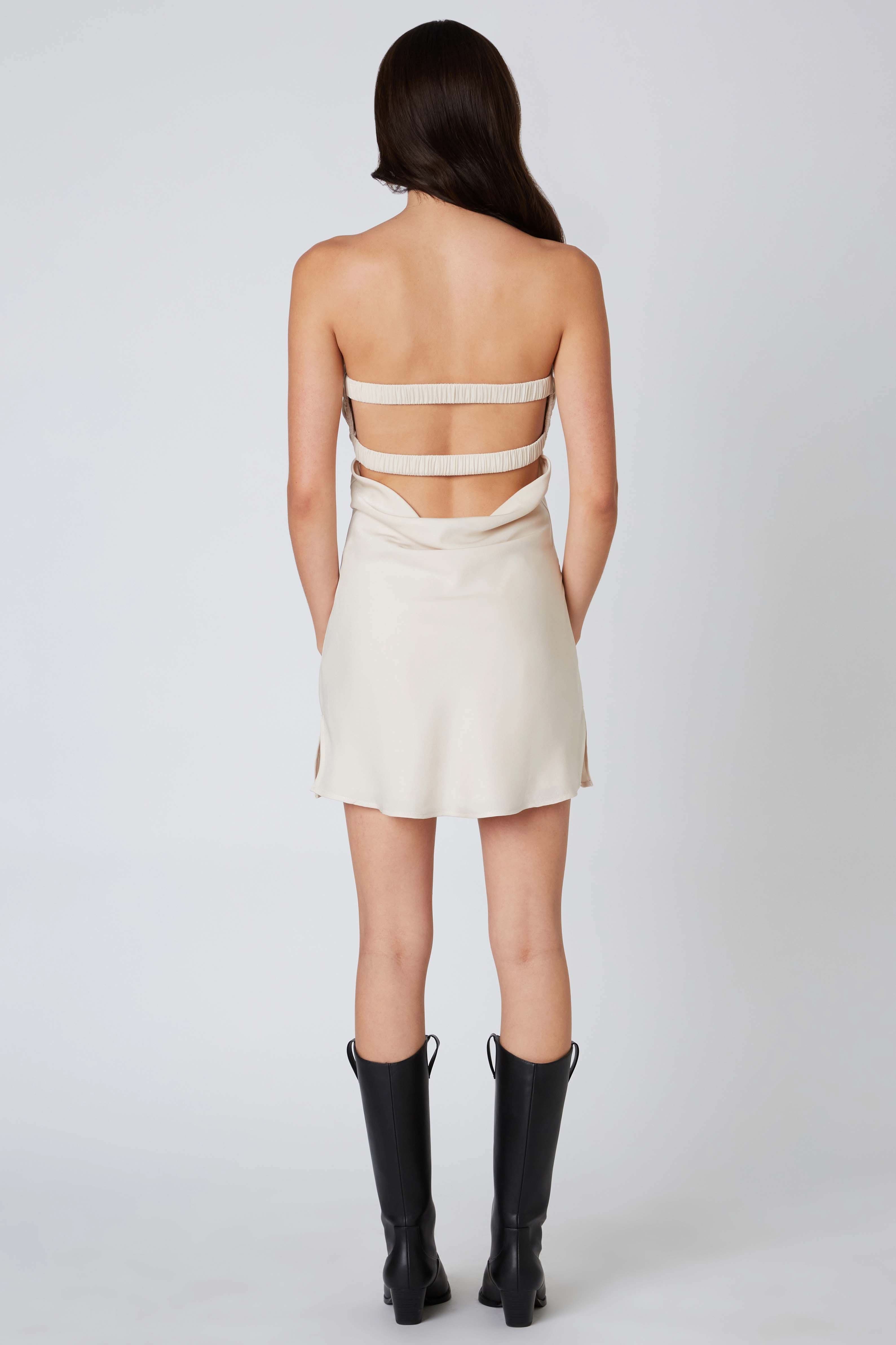 Gianna Ivory Satin Strapless Mini Dress