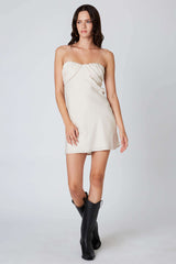 Gianna Ivory Satin Strapless Mini Dress