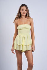 Gigi Yellow Strapless Romper Dress