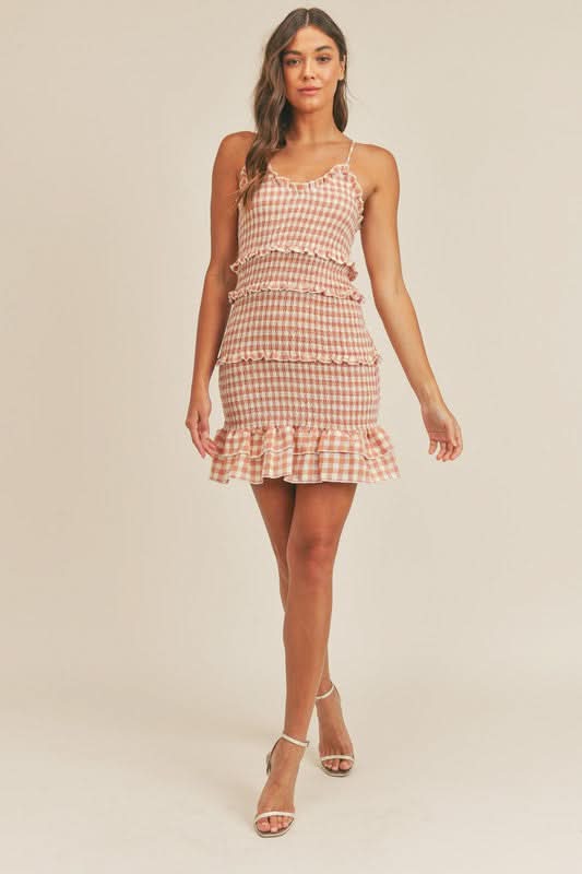 Lily Salmon Pink Smocked Ruffle Mini Dress