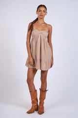 Gracie Brown Gingham Cami Mini Dress